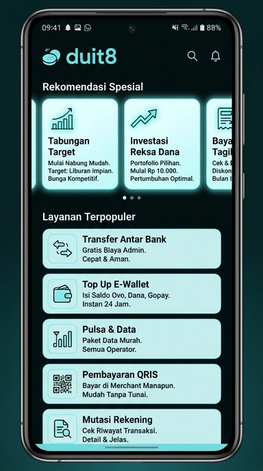 Tampilan katalog aplikasi duit8